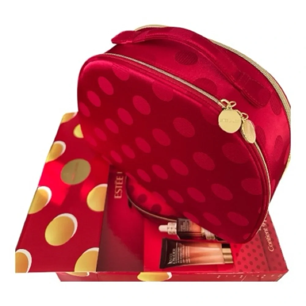 Estée Lauder 2025 Holiday Red Polka Dot Cosmetic Train‎ Case Only NEW No Tags
